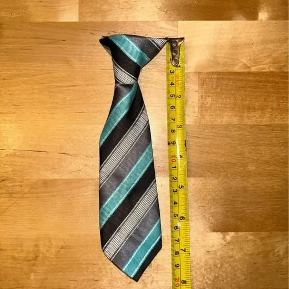Boys Clip On Tie Teal and Gray